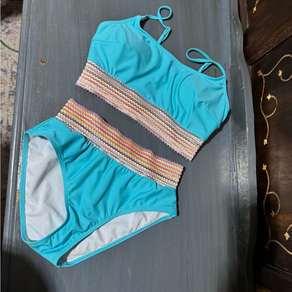 Juniors Aqua Two-Piece Swimsuit